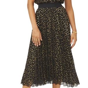 Vince Camuto Pleated Chiffon Foil Dot Maxi Skirt in Rich Black, Size M New w/Tag